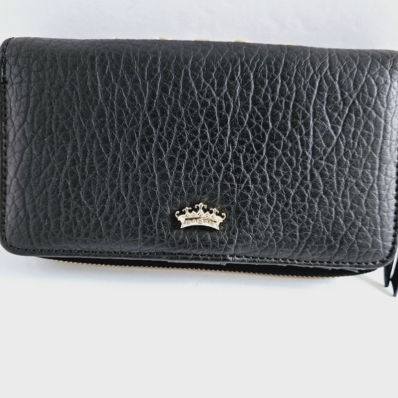 Juicy Couture Crossbody Vintage Wallet Black Leather Full Zip Mini Bag Snap - Picture 8 of 11